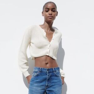 Zara cropped knit cardigan XS New